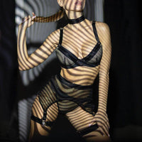 See Through Set with Garter Shorts