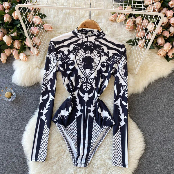 Black White Bodysuit ONE SIZE