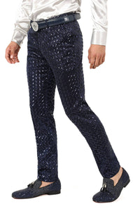 Men's Sequin Diamond Design Shiny Chino Pants