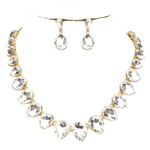Pear Crystal Necklace Set