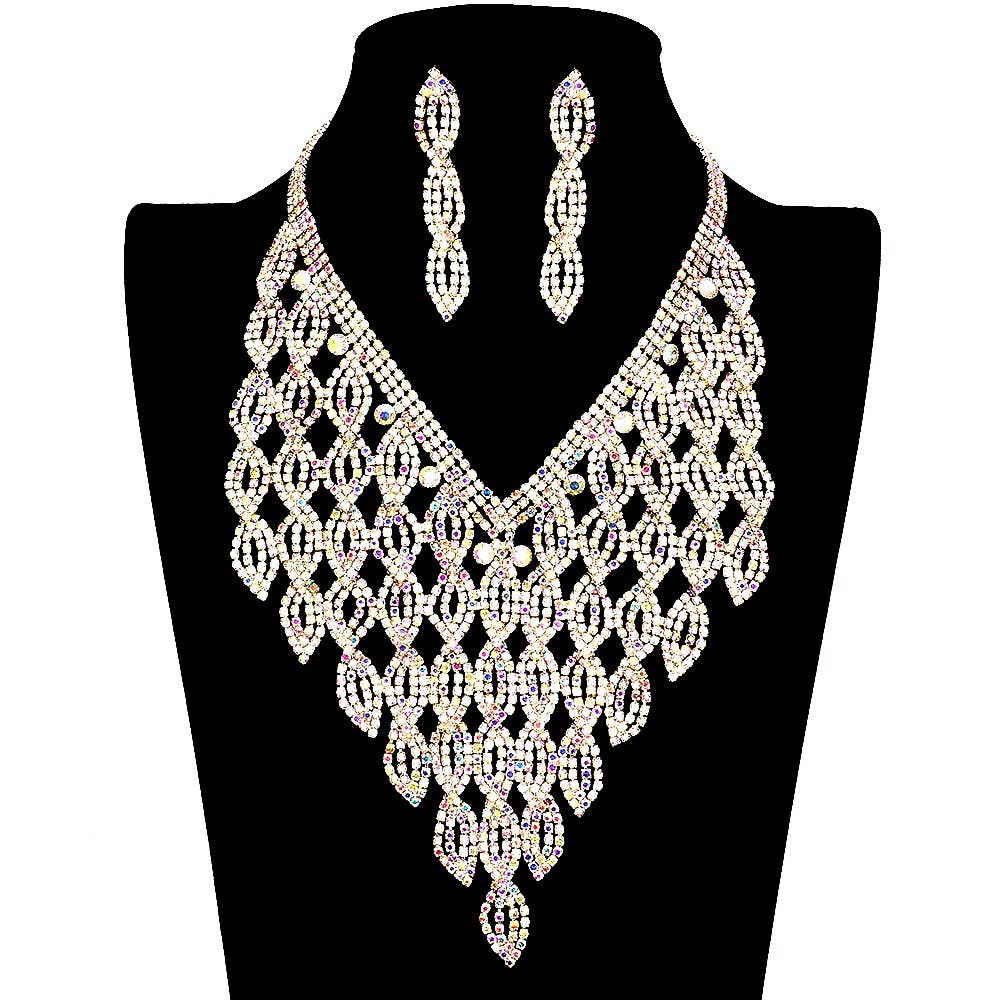 Sparkling Marquise Rhinestone Necklace Set