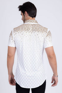 Men's Rhinestone Stretch Short Sleeve Shirt