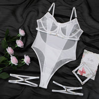 Backless Bodysuit with Garters