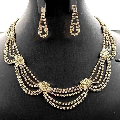 Drape Dress Rhinestone Necklace Set
