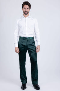 Men's Shiny Stretch Solid Color Dress Pants