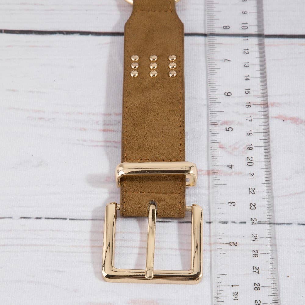 Ring Decor Studded Vegan Leather Belt