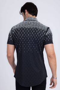 Men's Rhinestone Stretch Short Sleeve Shirt
