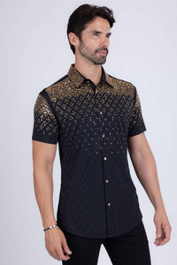 Men's Rhinestone Stretch Short Sleeve Shirt