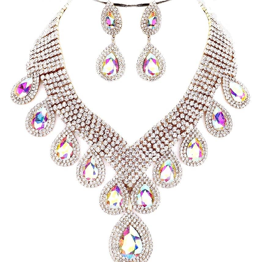 Big Chunky Rhinestone Necklace Set