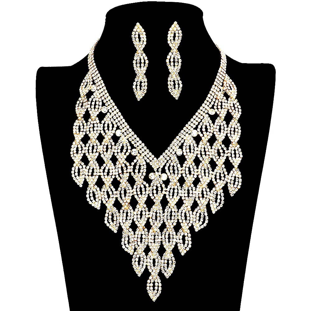 Sparkling Marquise Rhinestone Necklace Set
