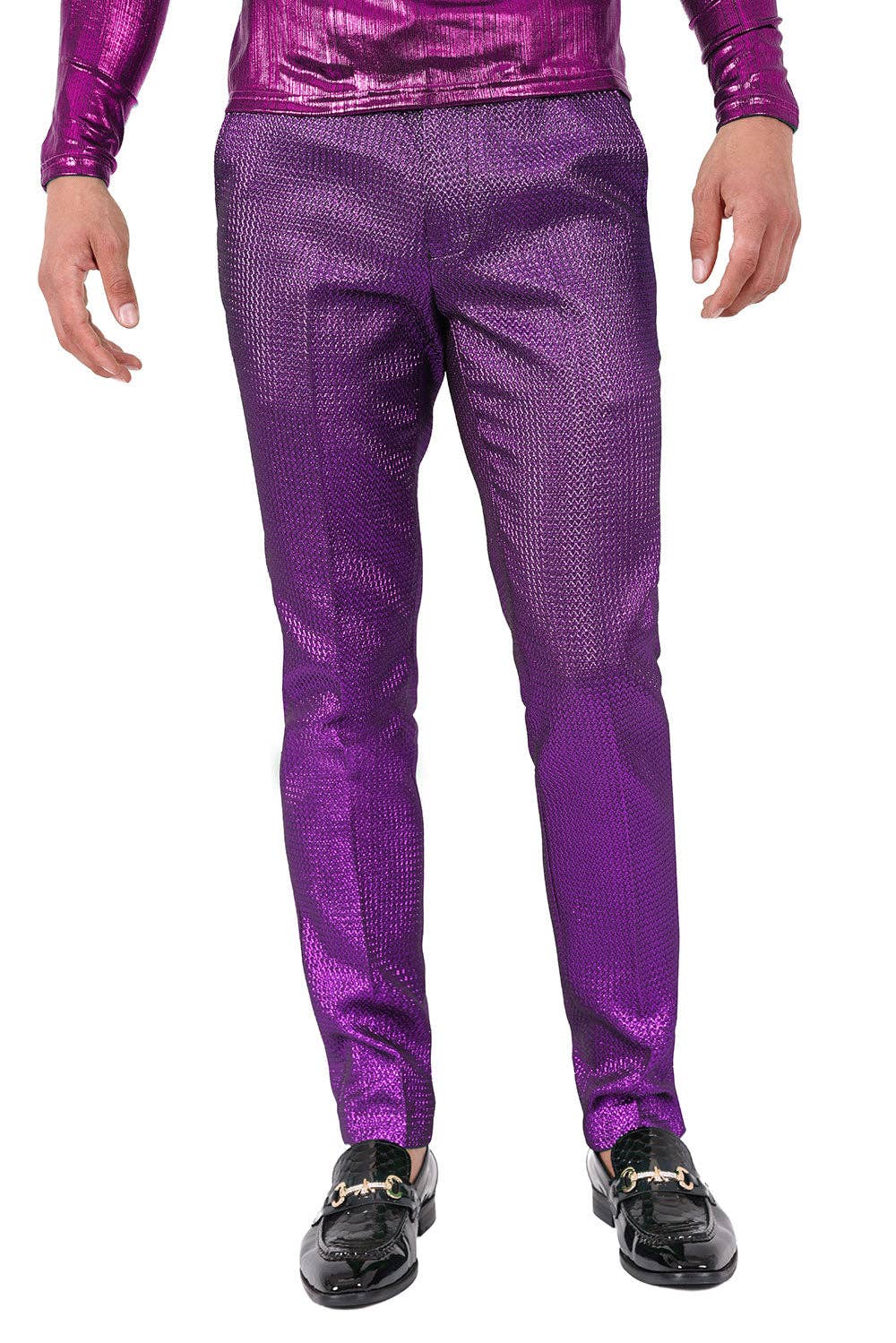 Men's Solid Color Shiny Textured Luxury Chino Pants