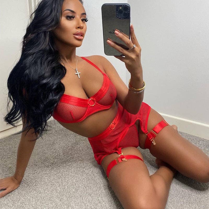 See Through Set with Garter Shorts