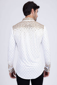 Men's Rhinestones Geometric Long Sleeve Shirts