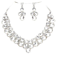 Double Row Pear Crystal Necklace Set