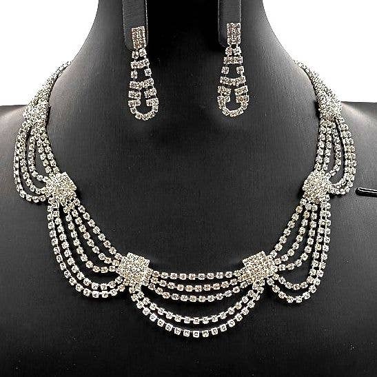 Drape Dress Rhinestone Necklace Set