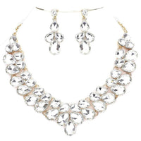 Double Row Pear Crystal Necklace Set