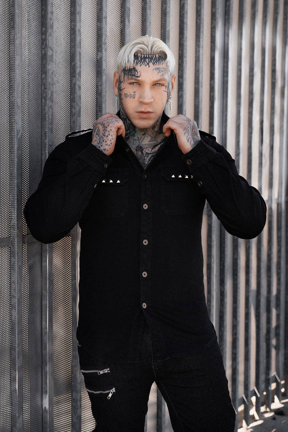 Wreckage Studded Shoulder Shirt