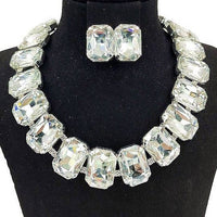 Bold Rectangle Crystal Rhinestone Necklace Set