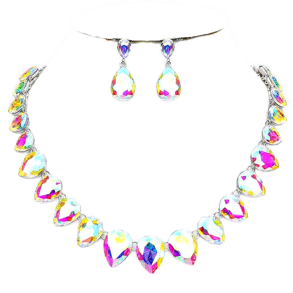 Pear Crystal Necklace Set