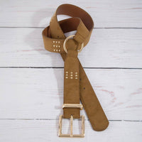 Ring Decor Studded Vegan Leather Belt