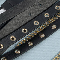 Studded Vegan Leather With Chain Drape Belt