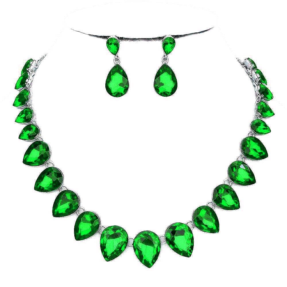 Pear Crystal Necklace Set