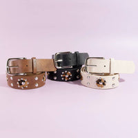 Cheetah Patch Studded Faux Leather Belt