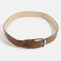 Cheetah Patch Studded Faux Leather Belt