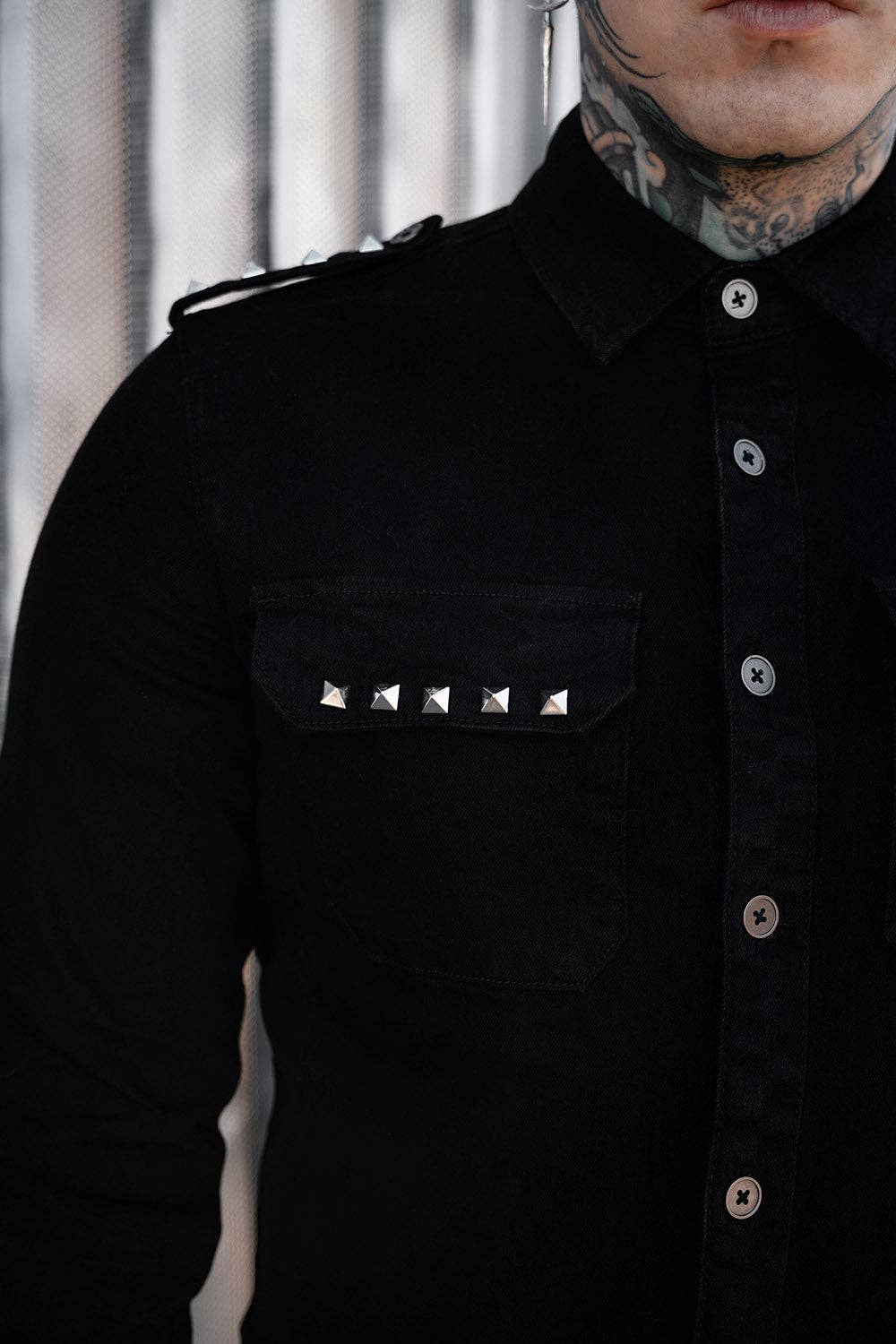 Wreckage Studded Shoulder Shirt
