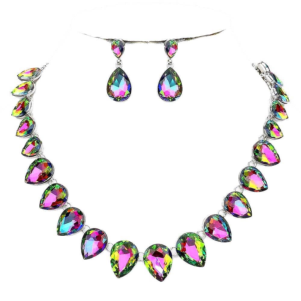 Pear Crystal Necklace Set