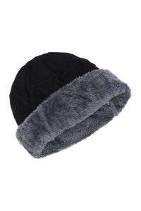 Dark Neutrals 2-piece Knit Fur Beanie Scarf