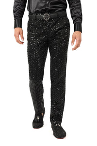 Men's Sequin Diamond Design Shiny Chino Pants