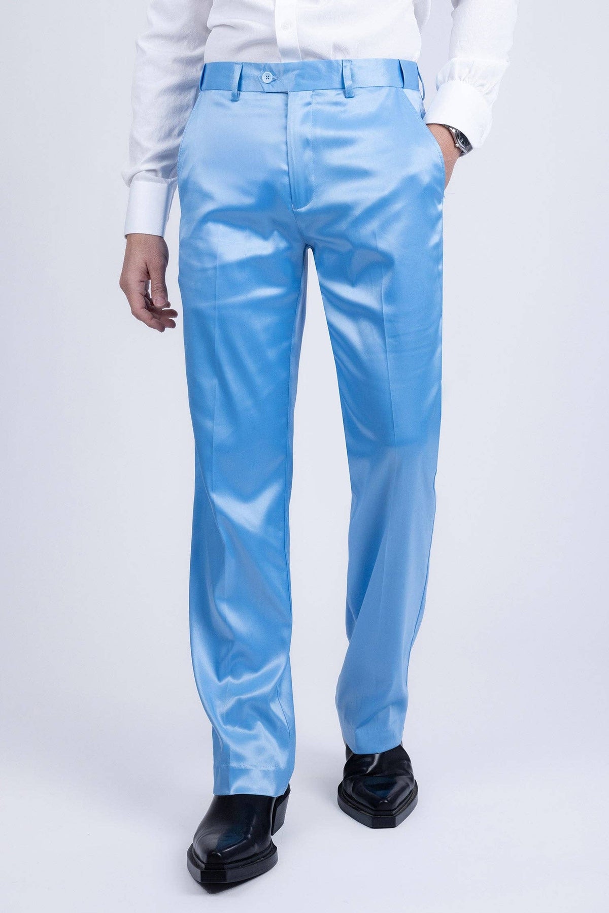 Men's Shiny Stretch Solid Color Dress Pants