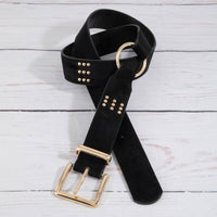 Ring Decor Studded Vegan Leather Belt