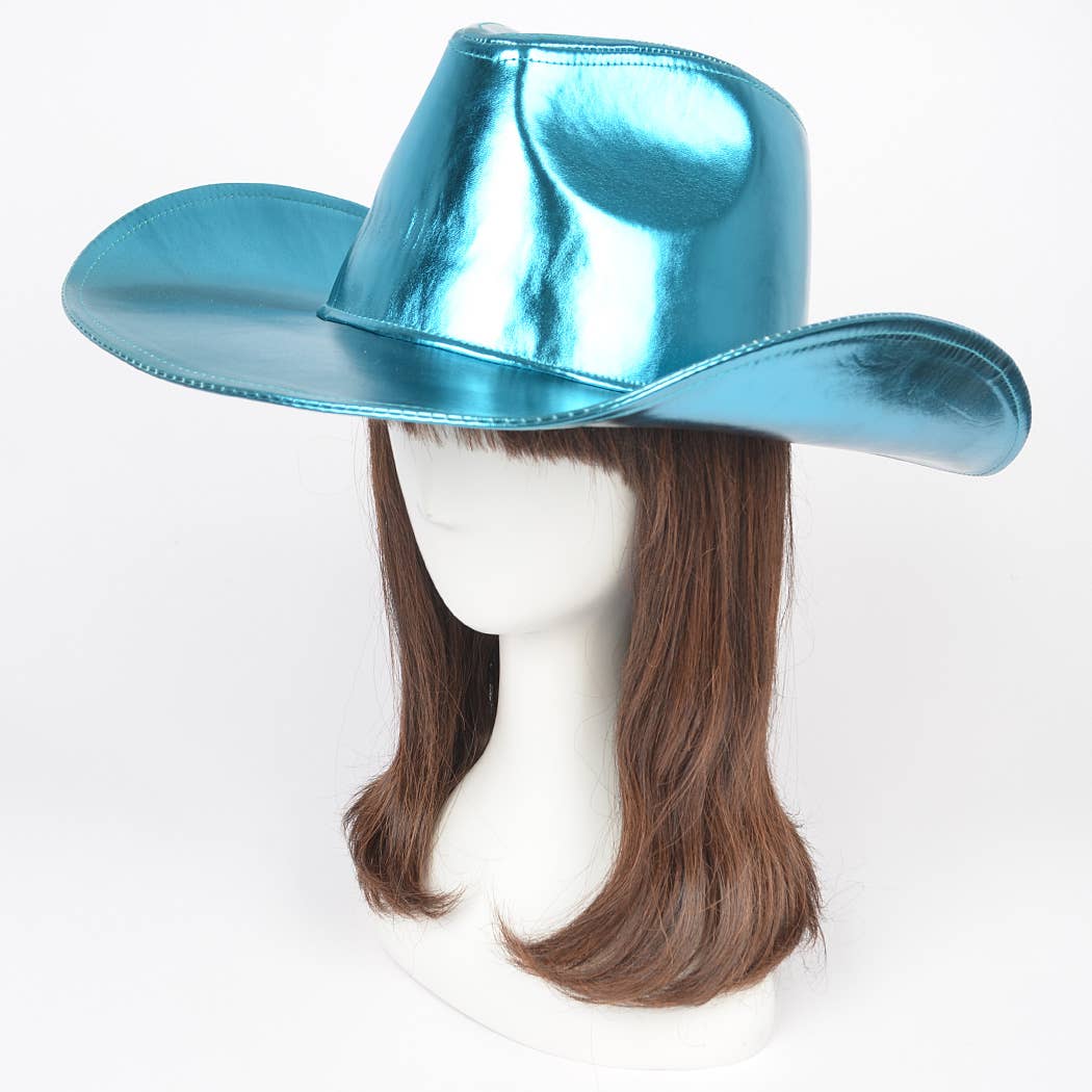 Metallic Faux Leather Cowboy Hat