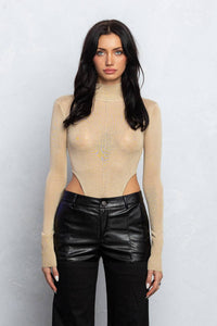 Thin knit mock neck bodysuit