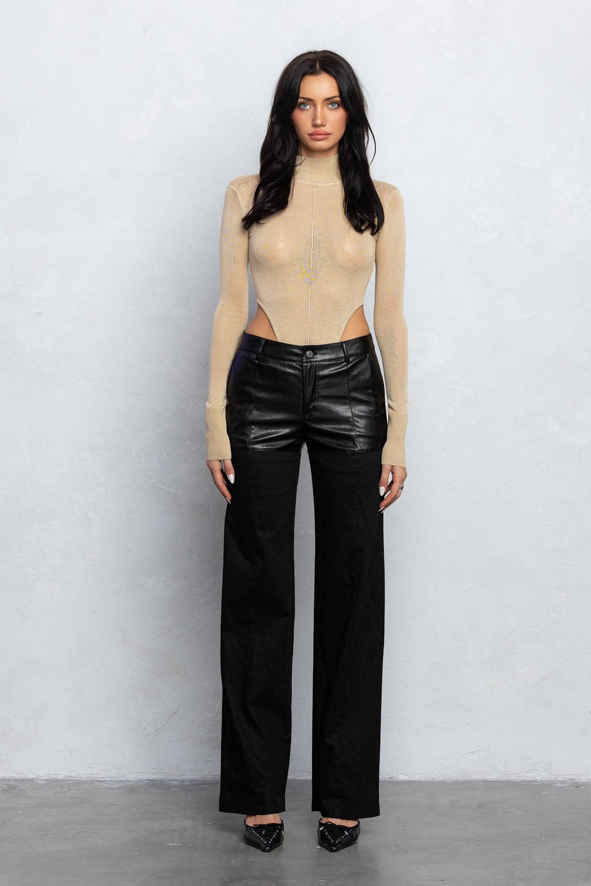 Thin knit mock neck bodysuit