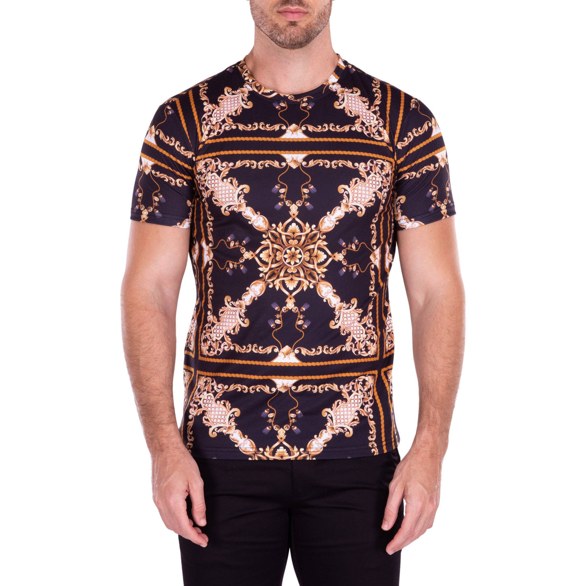 Men’s Black Abstract Pattern T-Shirt