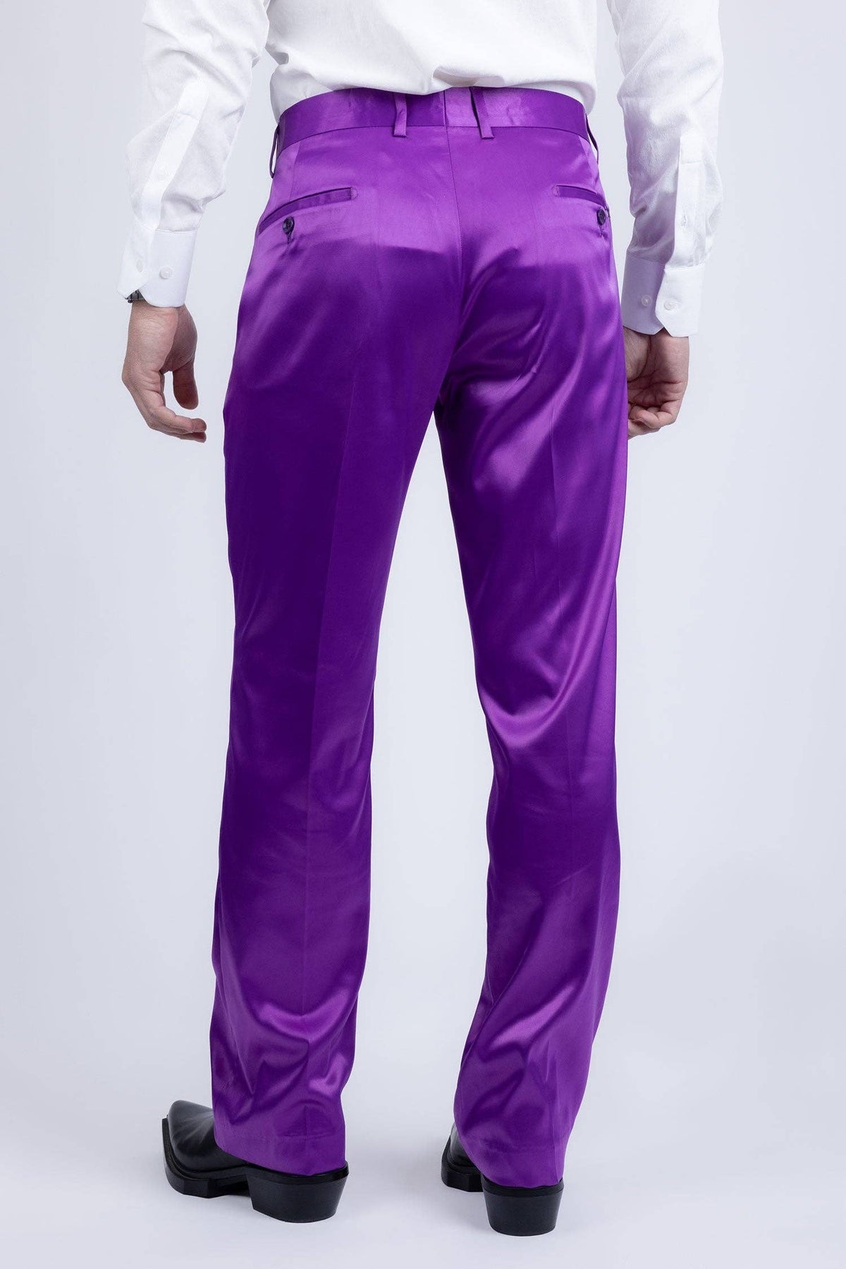 Men's Shiny Stretch Solid Color Dress Pants