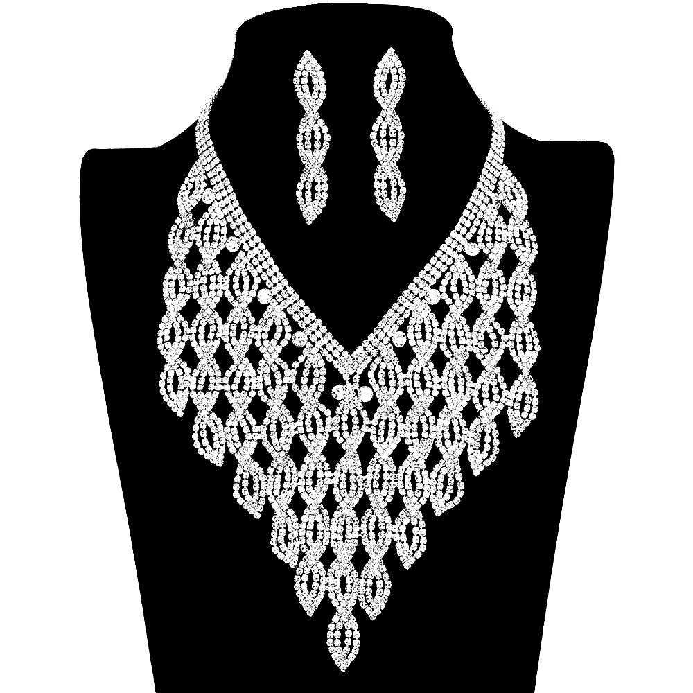 Sparkling Marquise Rhinestone Necklace Set