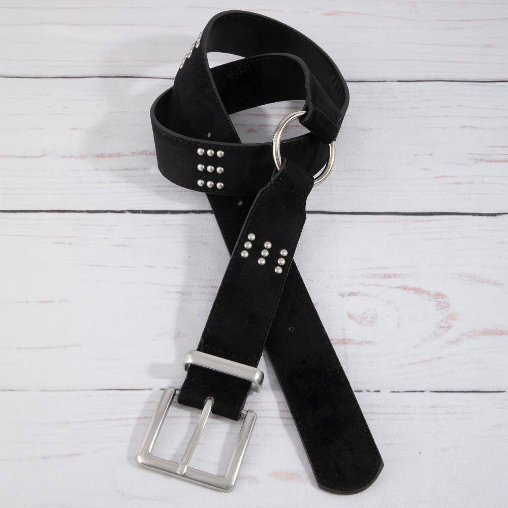 Ring Decor Studded Vegan Leather Belt