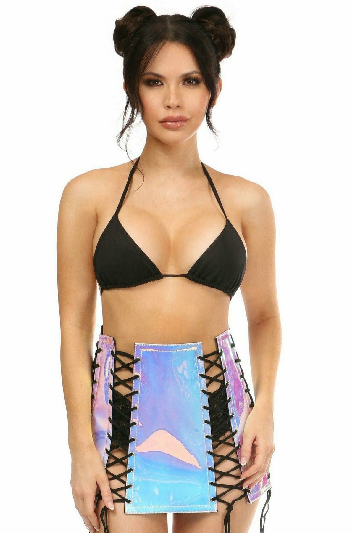 Holo Lace Up Skirt