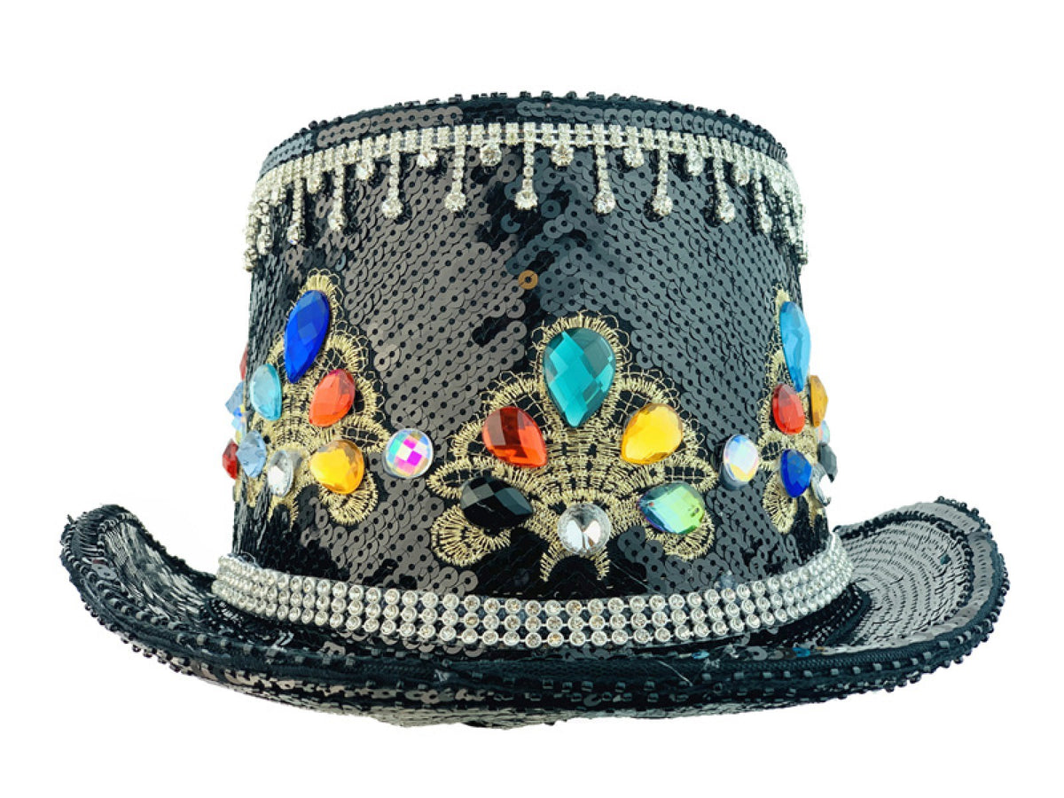 Black Sequin Top Hat