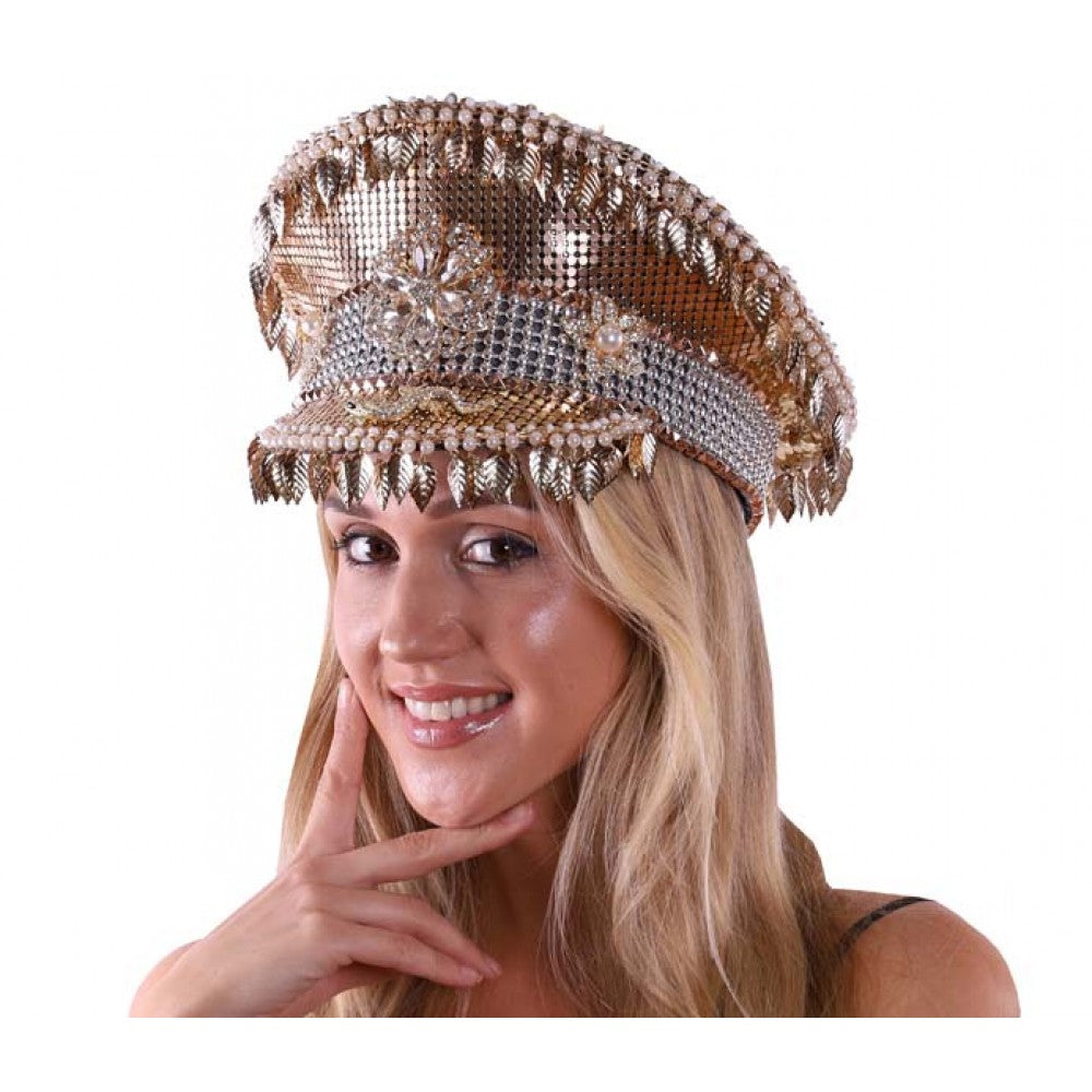 Golden Chainmail Captains Hat With Leaves