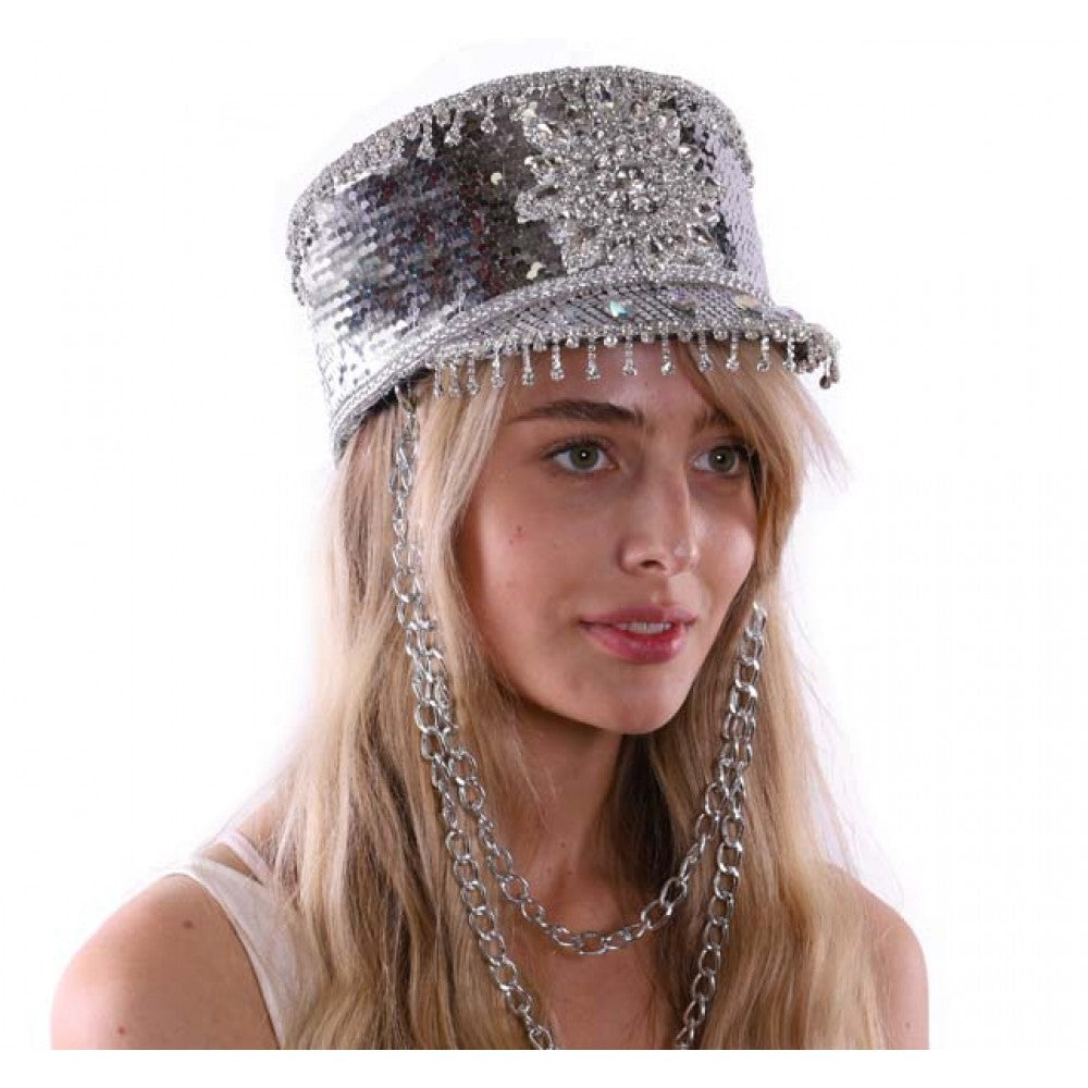 Silver Sequin Drummer Hat