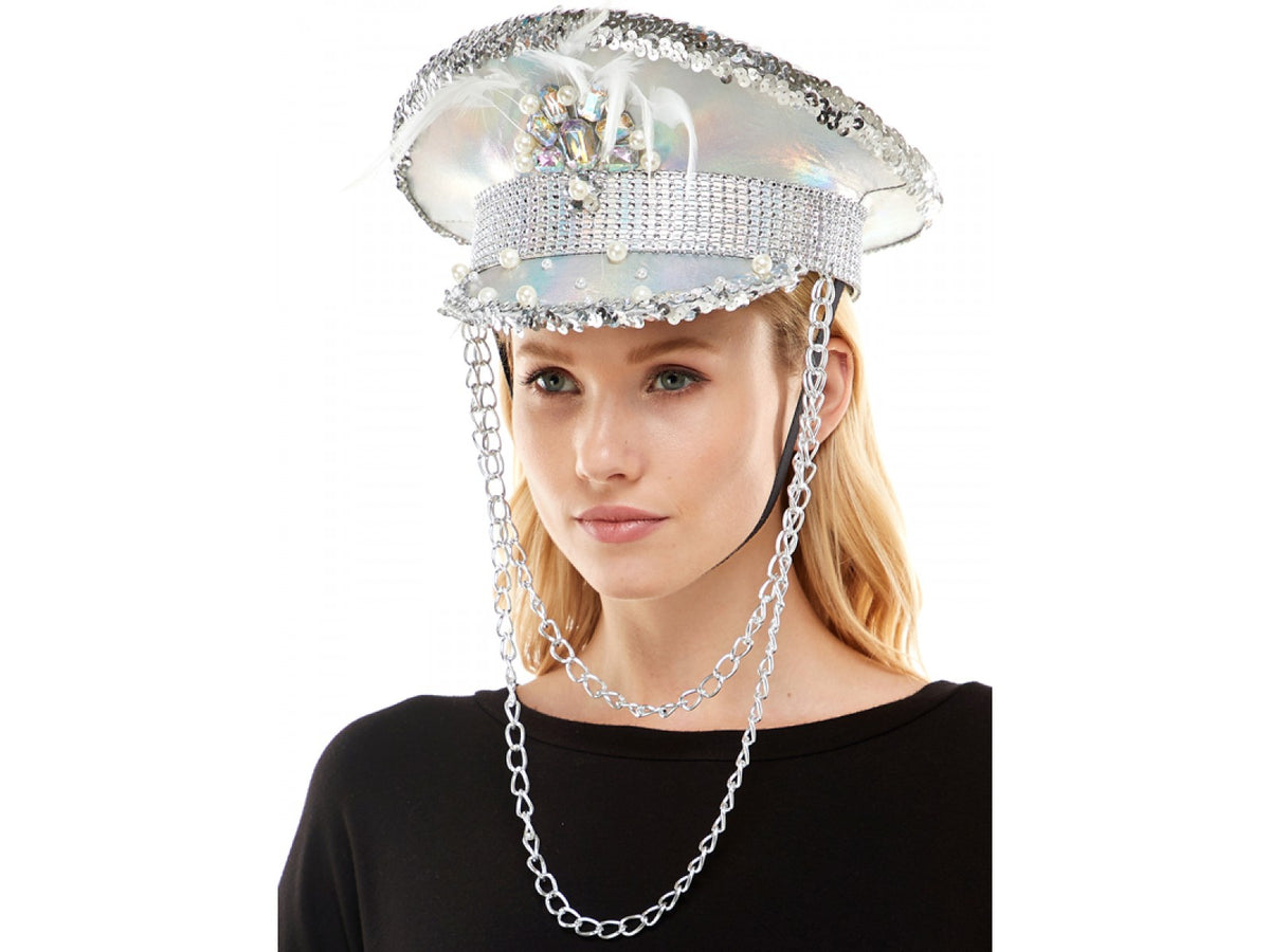 Feather Silver Sparkle Hat