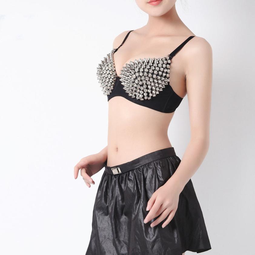 Atomic Silver Spiked Bra Top