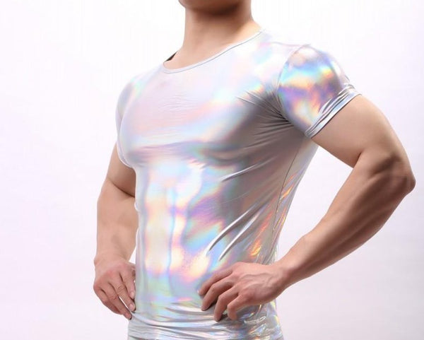 Holographic Silver Mens Tee MEDIUM