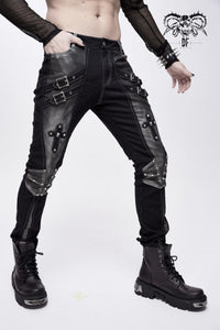 Studded Golden Accent Pants with Buckles